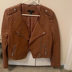 H&M Tan Leather Jacket Size 8